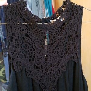 Black dress with cute embroidered top. Large.